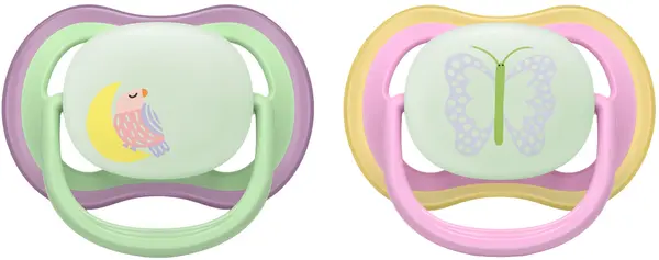 Suzete Philips Avent - Ultra Air Noapte, 6-18 luni, 2 bucăți, pasăre/fluture