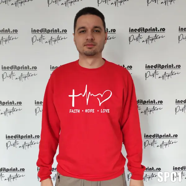 Sweatshirt Faith Hope Love SCP1 L, Rosu