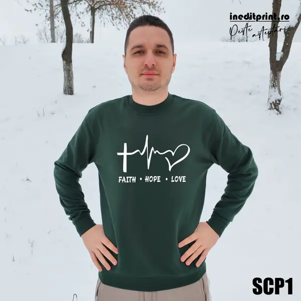 Sweatshirt Faith Hope Love SCP1 S, Verde