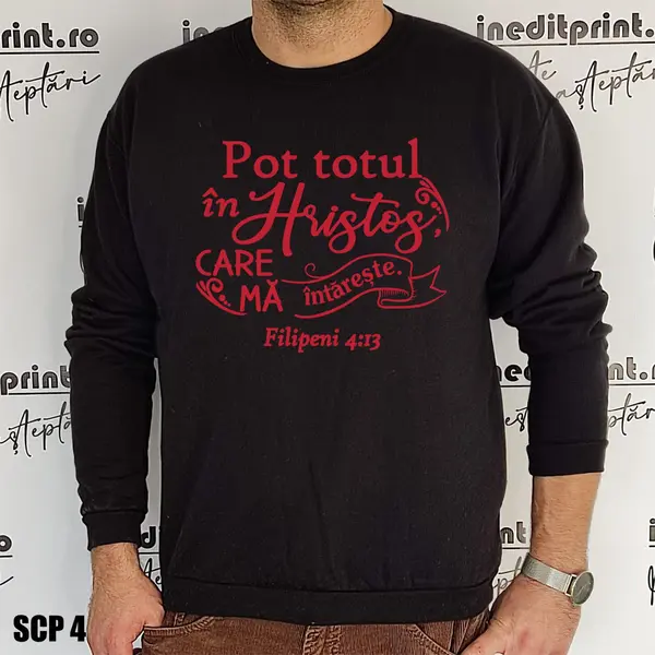 Sweatshirt Filipeni 4:13 SCP4 3XL, Negru
