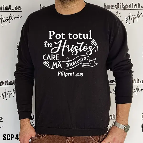 Sweatshirt Filipeni 4:13 SCP4 S, Negru
