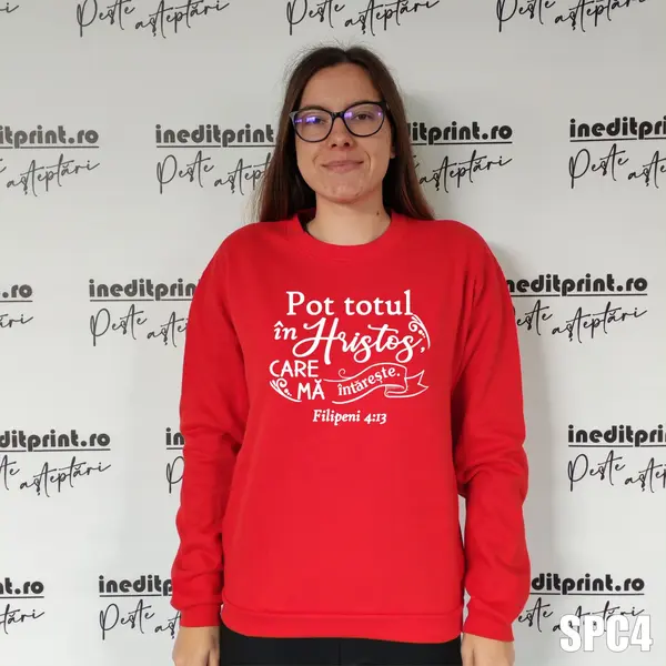 Sweatshirt Filipeni 4:13 SCP4 S, Rosu