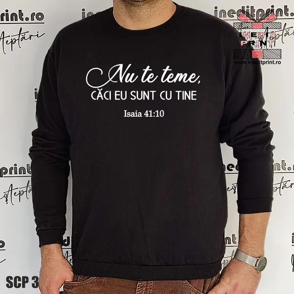 Sweatshirt Isaia 41:10 SCP3 M, Negru