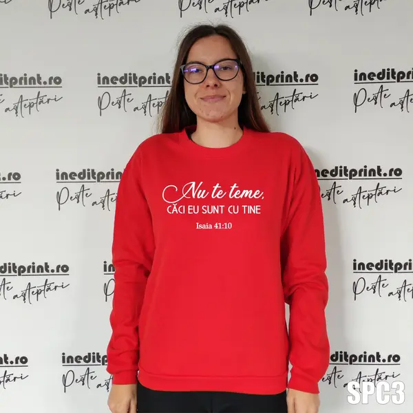Sweatshirt Isaia 41:10 SCP3 S, Rosu