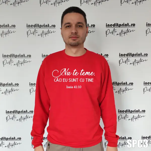 Sweatshirt Isaia 41:10 SCP3 XL, Rosu