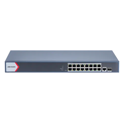 Switch 16 porturi PoE Gigabit, 1 port RJ45 Gigabit, 1 port SFP Gigabit, Smart Management - HIKVISION DS-3E1518P-EI