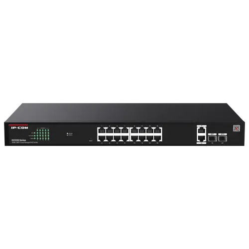 Switch 16 x RJ45 1G PoE, 2 x SFP 1G, 2 x RJ45 1G, Management, 1U - IP-COM G2220P-16-250W