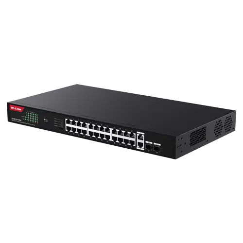 Switch 24 porturi Gigabit PoE, 2 x RJ45 Uplink Gigabit, 2 x SFP Gigabit, 1U - IP-COM G1128P-24-410W