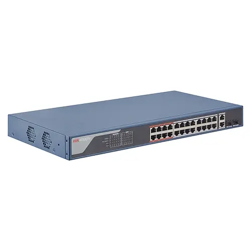 Switch 24 porturi PoE 100Mbps, 2 port uplink Gigabit, SMART Management - HIKVISION DS-3E1326P-EI