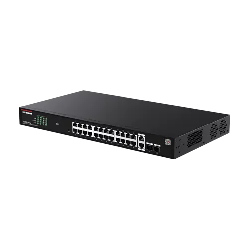 Switch 24 porturi PoE RJ45 Gigabit, 2 x RJ45 Gigabit, 2 x SFP Gigabit, Management, 1U - IP-COM G2228P-24-410W