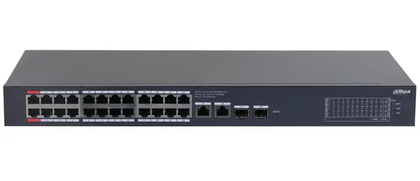 Switch 28 porturi Dahua, 24x PoE, 2x SFP, 2x RJ-45 Uplink, max 375W, Watchdog, management prin cloud, CS4228-24GT-375