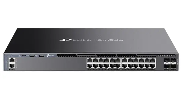 Switch 30 porturi Tp-Link Omada SG6428X, 24x Gb RJ45, 4x 10Gbps SFP, 2x RJ45, porturi USB C, capacitate 128Gbps, cu management