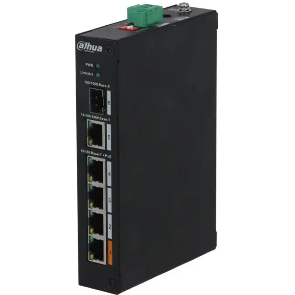 Switch 4 porturi PoE Dahua PFS3106-4ET-60-V2, PoE watchdog, 60W