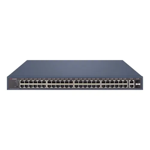Switch 48 porturi Gigabit PoE, 2 porturi Gigabit RJ45, 2 x SFP, SMART Management - Hikvision DS-3E1552P-SI