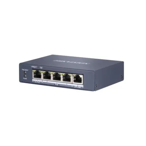 Switch 5 porturi POE Gigabit, Hikvision DS-3E0505HP-E, fara management