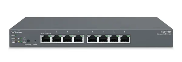 Switch 8 porturi Gigabit PoE+, 55W buget PoE, cu management, EnGenius ECS1008P