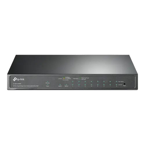 Switch 8 porturi PoE+ Gigabit, 1 x RJ45 Gigabit, 1 x Combo SFP/RJ45 Gigabit, Managed - TP-Link TL-SG1210MPE