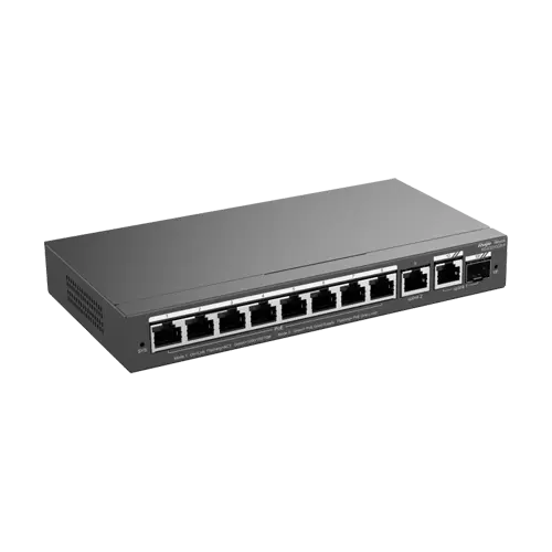 Switch 8 porturi PoE+ Gigabit, 2 porturi GE, 1 port SFP, Cloud Management - Ruijie RG-ES210GS-P
