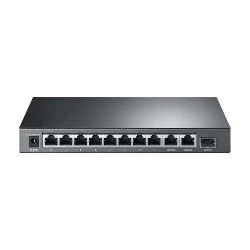 Switch 8 x RJ45 10/100 Mbps PoE, 2 x RJ45 1G, 1 x SFP 1G, Buget PoE 124W, Unmanaged - TP-Link TL-SL1311MP