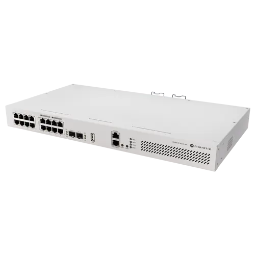 Switch 8 x RJ45 Gigabit PoE af/at, 10 x RJ45 Gigabit, 2 x SFP+ 10G, NAND, 1U - MikroTik CRS418-8P-8G-2S+RM