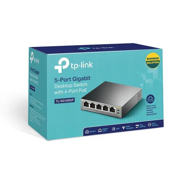 Switch cu 4 porturi PoE 2000 MAC 1000 Mbps TP-Link TL-SG1005P