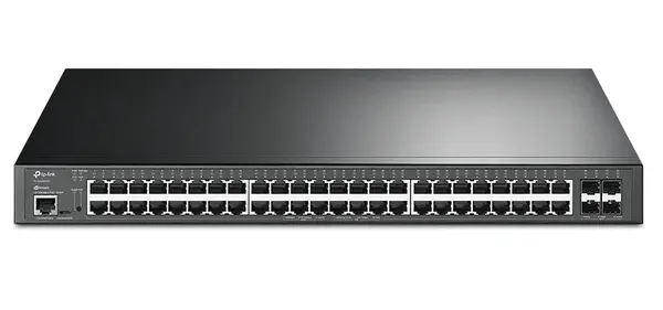 Switch cu management TP-LINK TL-SG3452XP, 52 porturi, 48x RJ45 PoE+, 500W, 4x 10GE SFP, integrare in Omada SDN, montare in rack