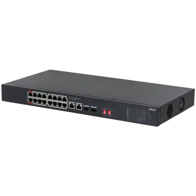Switch Dahua cu 20 porturi 16x PoE , accepta BT 90W, Port 1-2 90W, portul 3-16 30W, total 190W