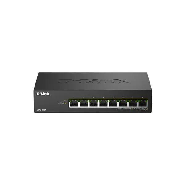 Switch DLink DMS-108P, 8 porturi, PoE, 8 x RJ-45, viteza de transfer LAN 2.5 Gbps, capacitate 40 Gbps