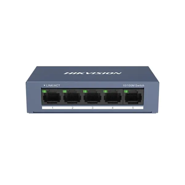 Switch Hikvision DS-3E0105-O, 5 porturi, 1 Gbps, plug and play, carcasa metalica