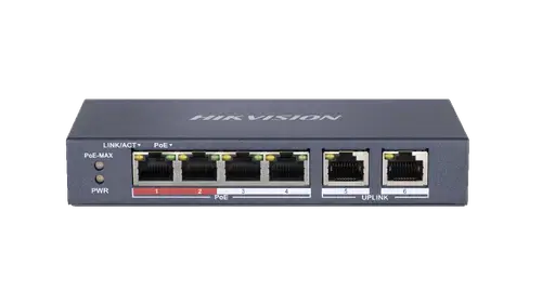 Switch Hikvision DS-3E0106P-E-M, 6 porturi, PoE