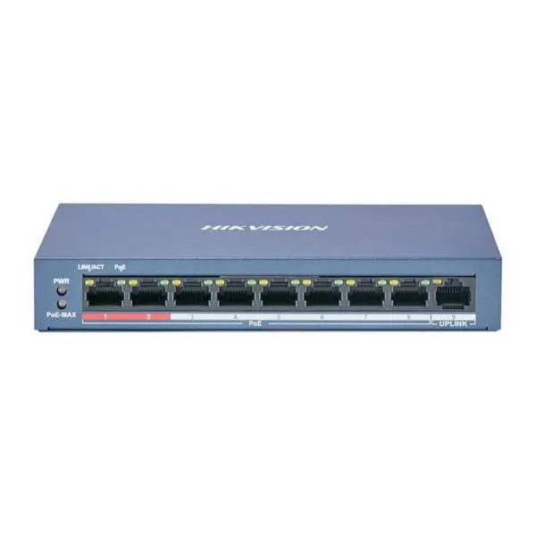 Switch Hikvision DS-3E0109P-E/M(B), 8-port, PoE