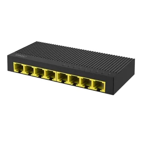 Switch Imou SG108C, 8 porturi Gigabit RJ45, 10/100/1000 Mbps, Plug and Play, 16 Gbps, montaj perete/birou, alimentator inclus