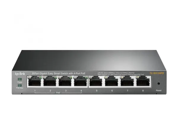 Switch inteligent cu 8 porturi Gigabit și 4 porturi PoE+ TP-LINK TL-SG108PE