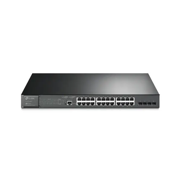 Switch JetStream TP-Link TL-SG3428MP, 28 porturi, 24x RJ45 Gigabit, 4x SFP Gigabit, 1 RJ45 consola, 384W, management Omada