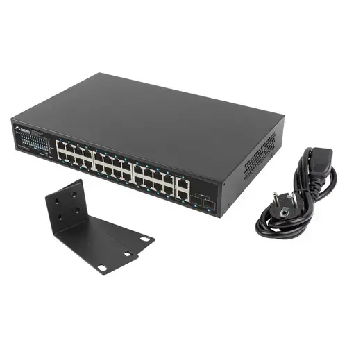 Switch Lanberg RSGE-24P-2GE-2S-250, 24 porturi, PoE+