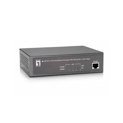 Switch LevelOne FEP-0511, 4 Porturi, Ethernet, PoE (Negru)