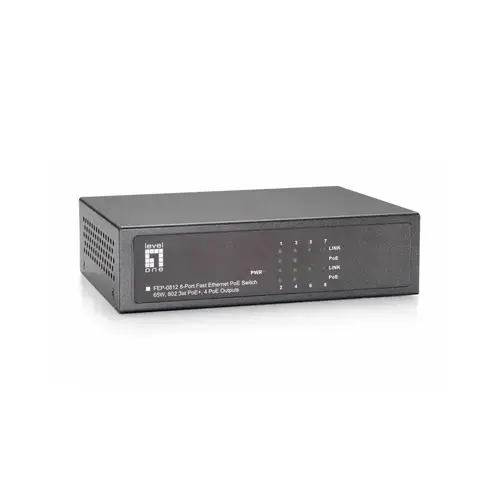 Switch LevelOne FEP-0812, 8 porturi (4 PoE), Negru