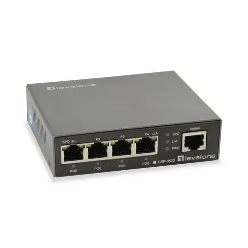 Switch LevelOne GEP-0523, 5 Porturi, PoE (Negru)