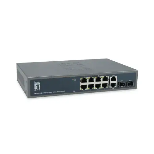 Switch LevelOne GEP-1221, Gigabit, 12 Porturi, PoE (Negru)