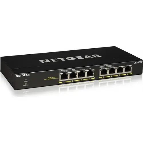 Switch NetGear GS308PP-100EUS 8-Port PoE/PoE+ Gigabit Desktop Metal