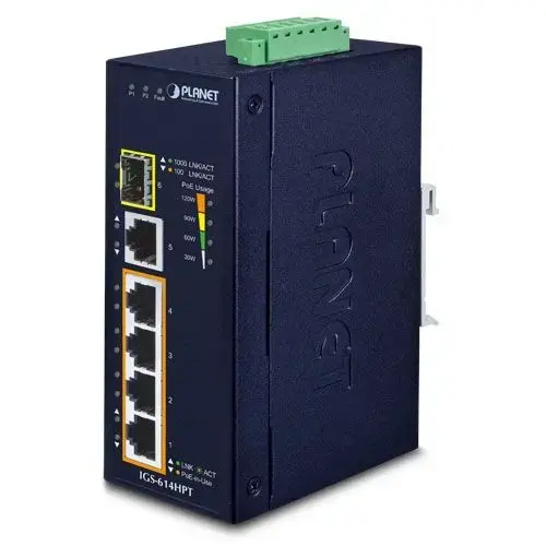 Switch Planet IGS-614HPT, 4 porturi, PoE, Albastru