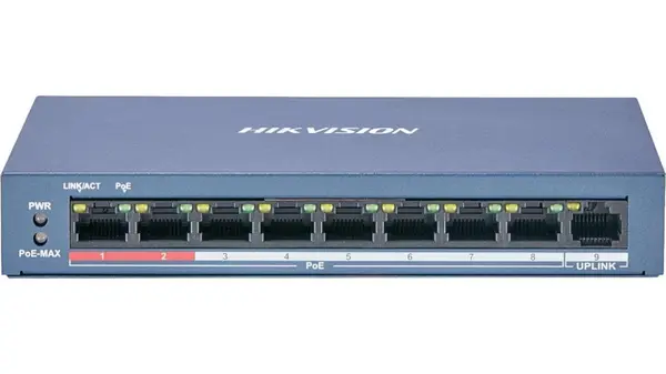 Switch PoE 8 canale Hikvision DS-3E0109P-E/M(B), 30W Max per port, 10/100Mbps