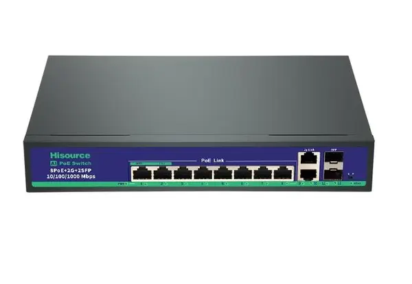 Switch PoE BestNPS AI Watchdog Full Gigabit, 8 porturi PoE, 2 porturi UP Link, 2 porturi SFP, 100m, 30W/port, 120W