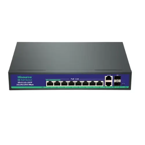 Switch PoE BestNPS AI Watchdog Full Gigabit, 8 porturi PoE, 2 porturi UP Link, 2 porturi SFP, 100m, 30W/port, 120W