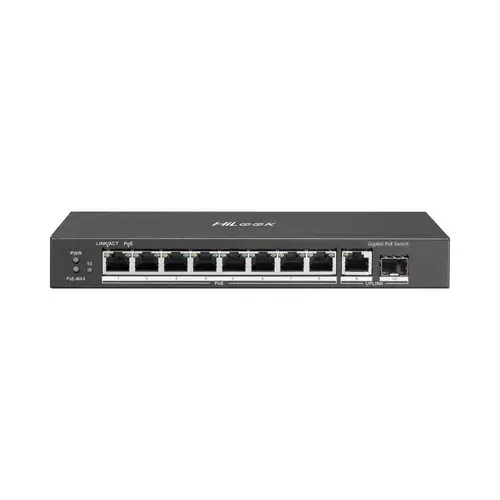 Switch PoE cu 8 porturi HikVision HiLook NS-0510P-58, 10/100/1000 Mbps, 20 Gbps, 14.88 Mpps, 1.5 Mbits, fara management