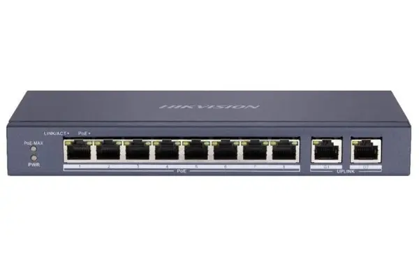 Switch PoE Hikvision DS-3E0310P-E/M 10 Porturi, 8 PoE, 2x RJ45 GB, 60W, carcasa metalica