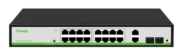 Switch PoE Tiandy, 16 porturi Gigabit PoE, 180W, AI Mode, VLAN, Extend, 40Gbps, TC-P3S020-G1622AT180
