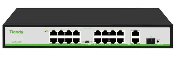 Switch PoE Tiandy, 16 porturi PoE, 180W, VLAN/Extend, AI Mode, TC-P3S019-H1621AT180
