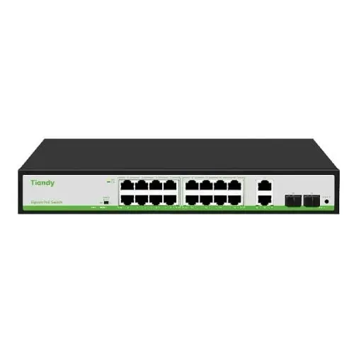 Switch PoE Tiandy TC-P3S020-G1622AT180, 16 porturi Gigabit PoE, 180W, AI Mode, VLAN, Extend, 40Gbps