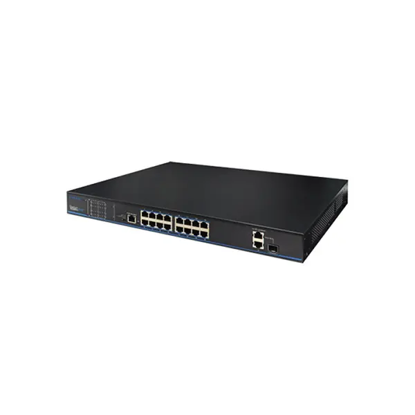 Switch rackabil cu 16 porturi PoE+ UTP3218TS-PSB, 2 porturi uplink, 1 port SFP, 270 W, 7.2 GB, 4000 MAC, cu management
